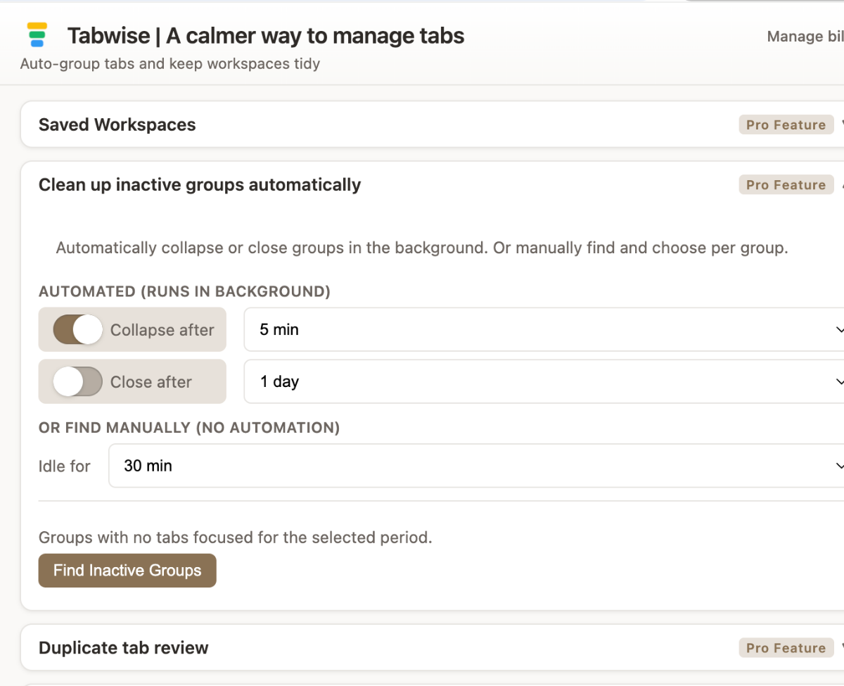 Clean up inactive groups